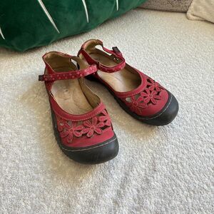 Women's Red and Burgundy mary jane Sandals